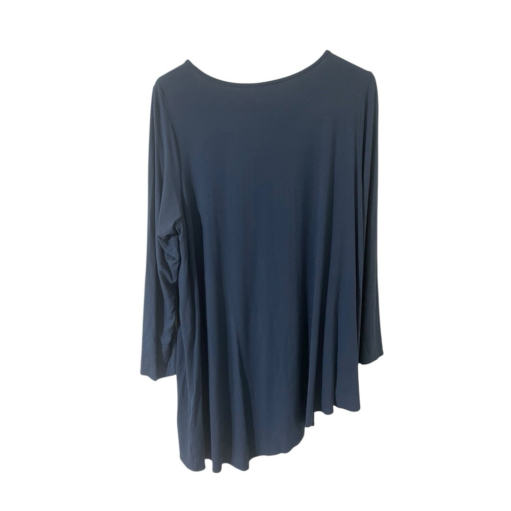 Eileen Fisher Blue Asymmetrical Dress 1X Viscose Jersey Minimalist Knee Length - Picture 2 of 6